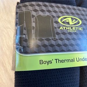 Athletic Works Thermal Underwear Set Boys Size XXL‎ (18) Black Waffle Pajamas